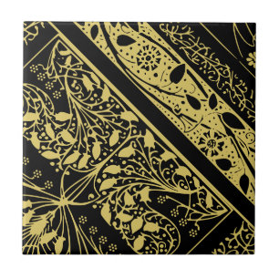 Carreau Or et noir Art déco Floral Géométrique Abstrait