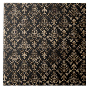 Carreau Or motif de fleur de lis sur noir