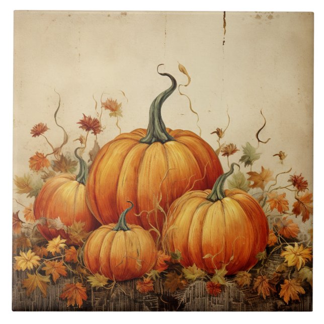 Carreau Orange Citrouille Russe Automne Thanksgiving (Devant)
