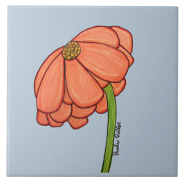Carreau Orange Flower with Blue background