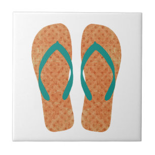 Carreau Orange Green Summer Beach Flip Flops Carrelage cér