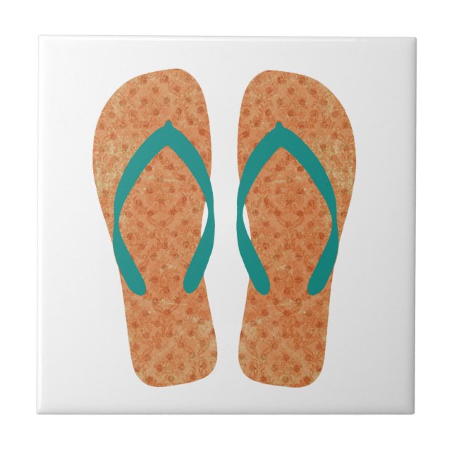 Carreau Orange Green Summer Beach Flip Flops Carrelage cér (Devant)