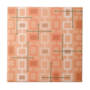 Carreau Orange Motif géométrique rétro des années 1950