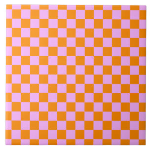 Carreau Orange + Pink Check À damiers Motif de tableau de 