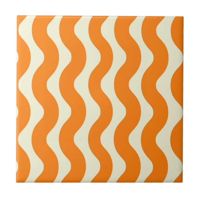 Carreau Orange Super Wavy Stripe Abstrait Printemps modern (Devant)