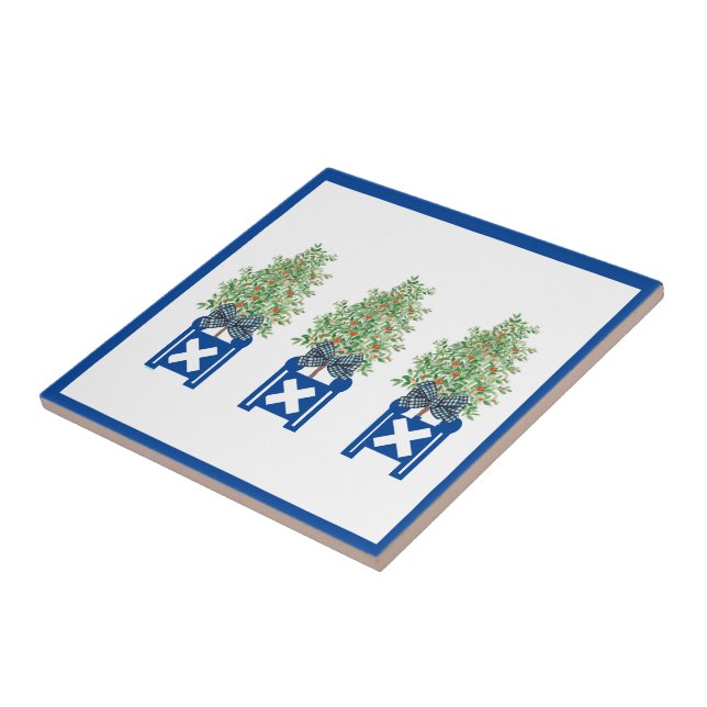 Carreau Orange Topiary Blue Chinoiserie (Côté)