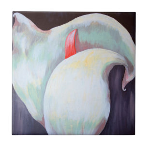 Carreau Orchidée blanche d'ivoire avec teintes citron Lila