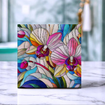 Orchidée colorée Mosaïque Art