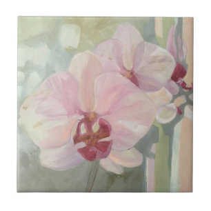 Carreau Orchidée florale peinte à la main élégantes couleu