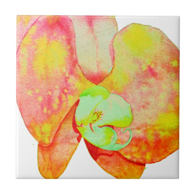 Carreau Orchidées des Caraïbes, fleurs d'aquarelle tropica (Devant)