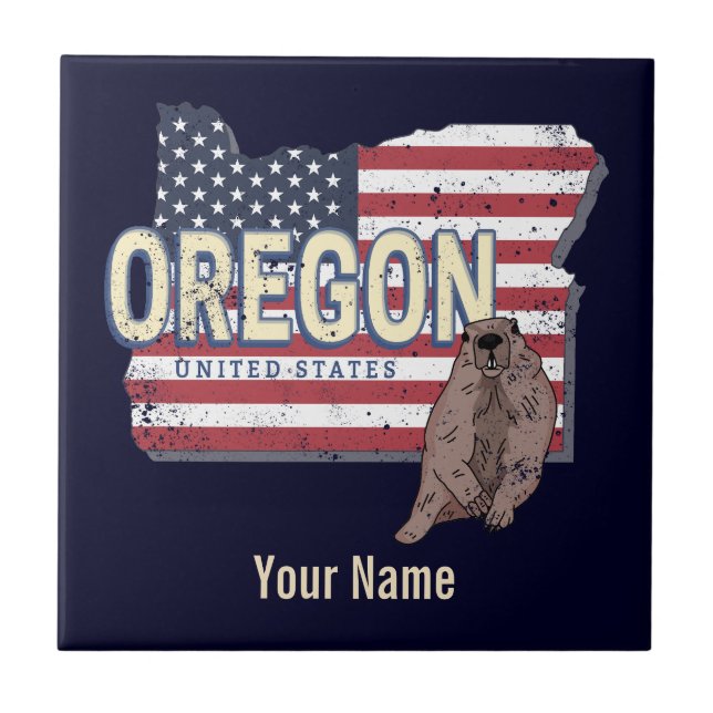Carreau Oregon State États-Unis Retro Map USA Souvenir (Devant)