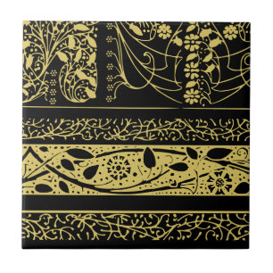 Carreau Orfèvrerie Art déco or et noir