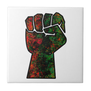 Carreau orgueil noir poing vert rouge pan drapeau africain