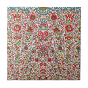 Carreau Oriental Chinois Floral Bleu Rouge