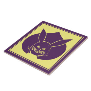 Carreau Oriental violet jaune Japon Rabbit Mon vector Art