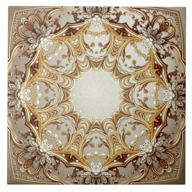 Carreau Ornate Gold Ceramic Tile (Devant)