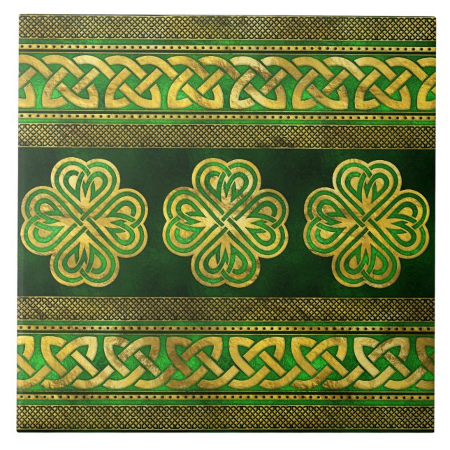Carreau Ornement à quatre feuilles de Shamrock de Clover (Devant)