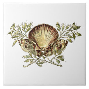 Carreau Ornement de coquillages Art Nouveau