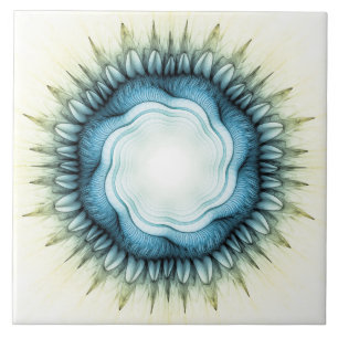 Carreau Ornement floral bleu scintillant