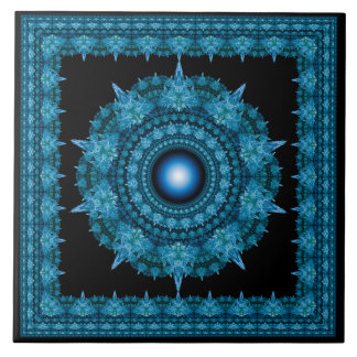 Carreau Ornement fractal étoile bleue