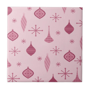 Carreau Ornements de Noël rétro Rouge