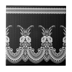 Carreau Ornements En Dentelle Noire Et Blanc 1