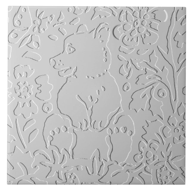 Carreau Ours blanc gris noir boisé boisé animal (Devant)