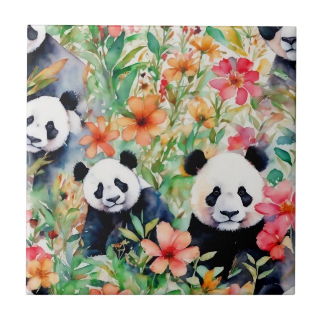 Carreau Ours de panda aquarelle (Devant)