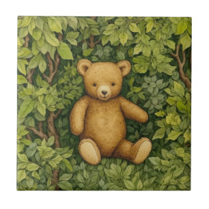 Carreau Ours en peluche dans la forêt de style Art nouveau