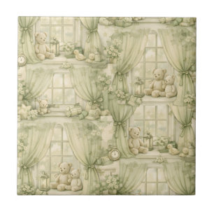 Carreau Ours en peluche salle beige neutre de la nurserie