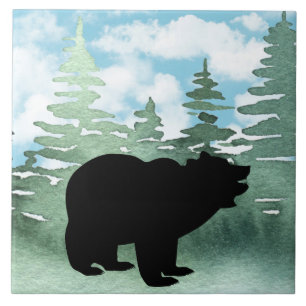 Carreau ours noir cabine de pays mignon