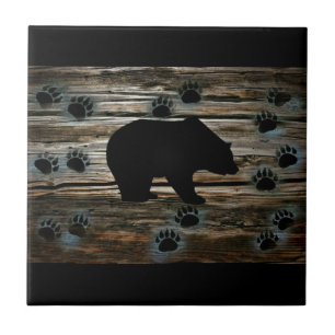 Carreau Ours noir Pâtes d'ours noir Bois rustique