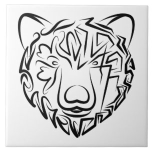Carreau Ours tribal noir et blanc