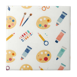 Carreau Outils de peinture d'artiste Motif Mignon Aquarell