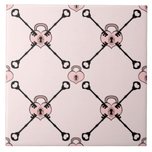 Carreau Padlock Coeur rose avec Keys Carrelage Trivet en c