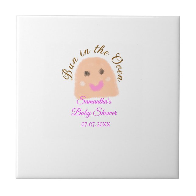 Carreau Pain dans le four beige boulette baby shower rose  (Devant)