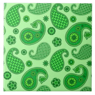 Carreau Paisley Motif, Lime et Emerald Green