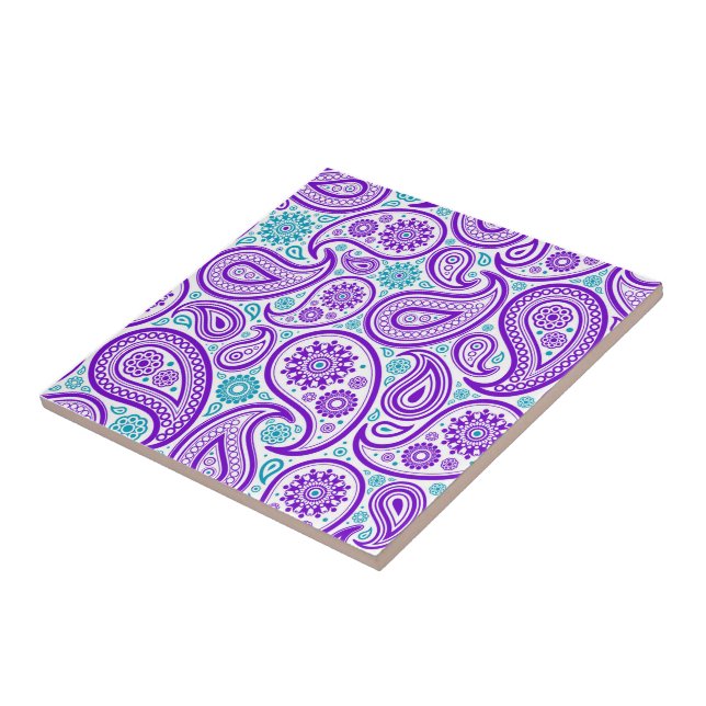 Carreau Paisley Turquoise Violet (Côté)