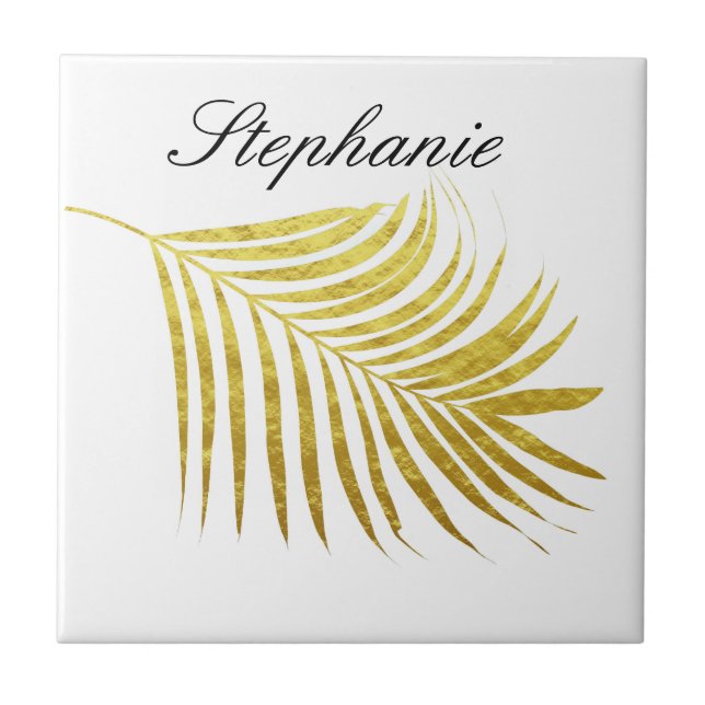 Carreau Palm Tree Gold Foil Feuille nom Unique Glittery (Devant)