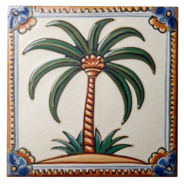Carreau Palm Tree îm désert île tropicale (Devant)