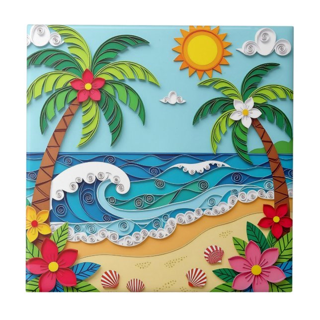 Carreau Palm Trees on the Beach  (Devant)