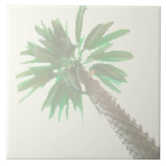 Carreau Palmier Stylisé Pastel Green Tropical (Devant)