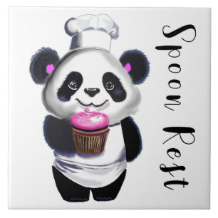 Carreau Panda Bear Trivet Spoon Repos