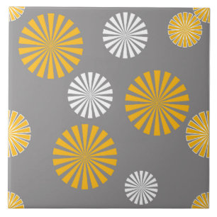 Carreau Pandelions Abstraits, stylisés, gris, jaune, blan