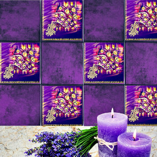Carreau Panneau Boho Mexicain Golden & Purple Aztec Boho B