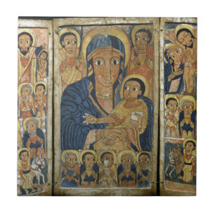 Carreau Panneau central de triptyque avec Mary et son fils