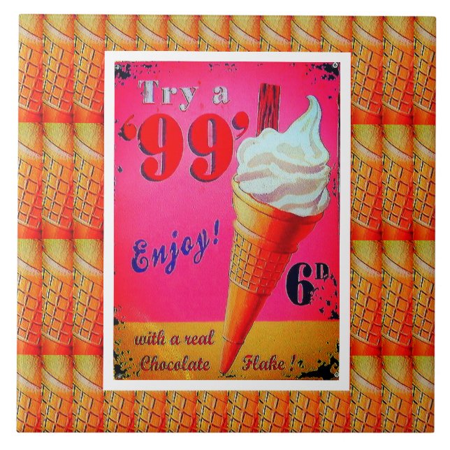 Carreau Panneau de céramique vintage glacier (Devant)