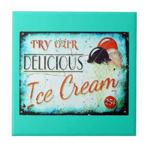 Carreau Panneau de glace turquoise Vintage en céramique