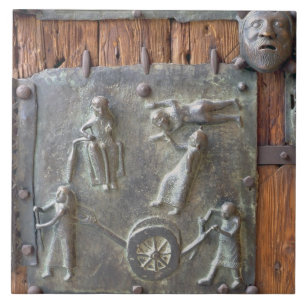 Carreau Panneau de la porte de main gauche, 12ème siècle