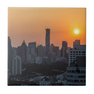 Carreau Panorama du coucher du soleil à Bangkok